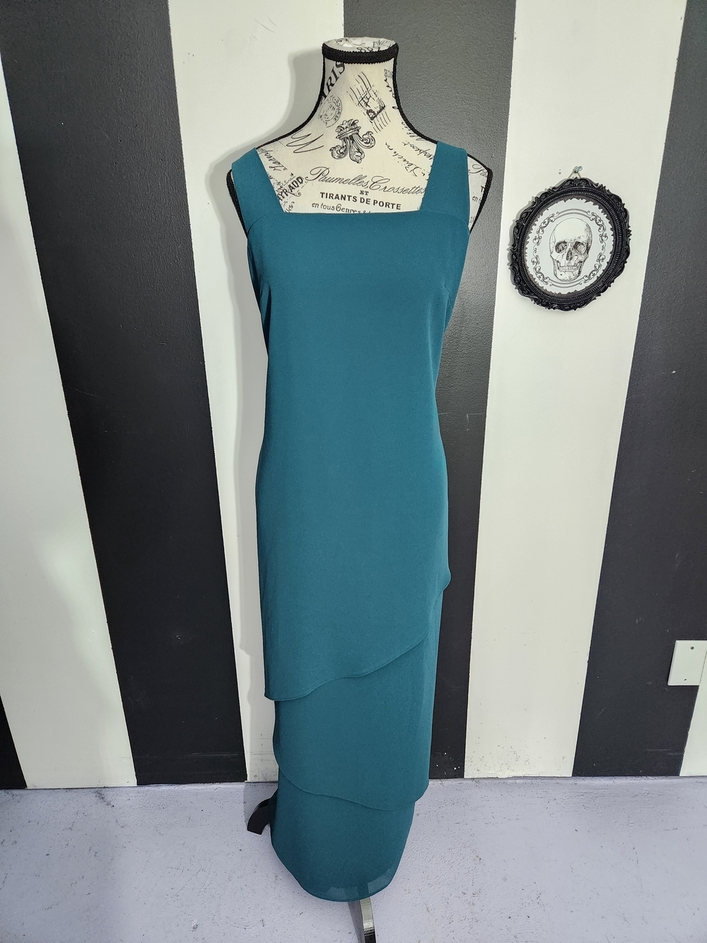 Ursula of Switzerland Teal Layered Maxi Dress